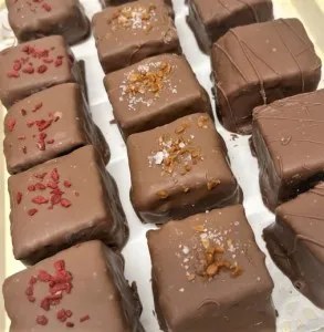 Marshmallows in Chocolate on tray
